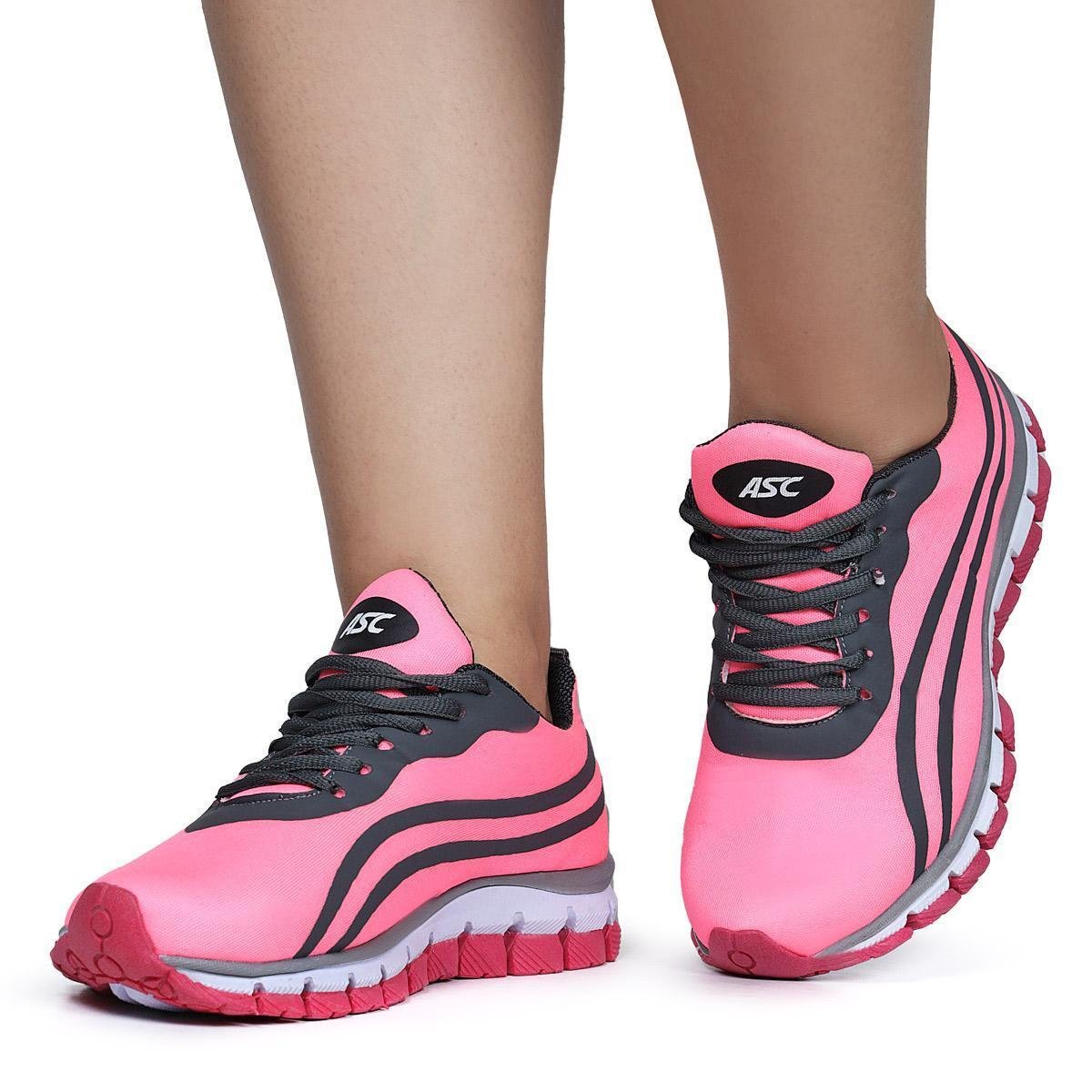 Tênis Feminino Leve Ortopédico para Treino Academia Corrida - Pink Neon Menor preço em Tênis Feminino Leve Ortopédico para Treino Academia Corrida - Pink Neon