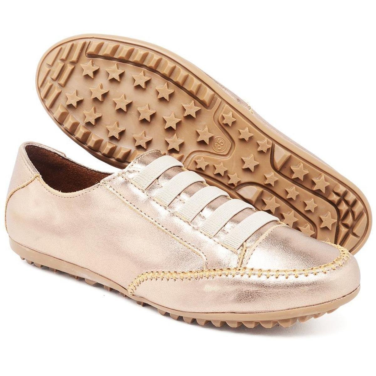 Tênis feminino Mocatênis Elástico Bella Dama em Couro Legítimo Menor preço em Tênis feminino Mocatênis Elástico Bella Dama em Couro Legítimo