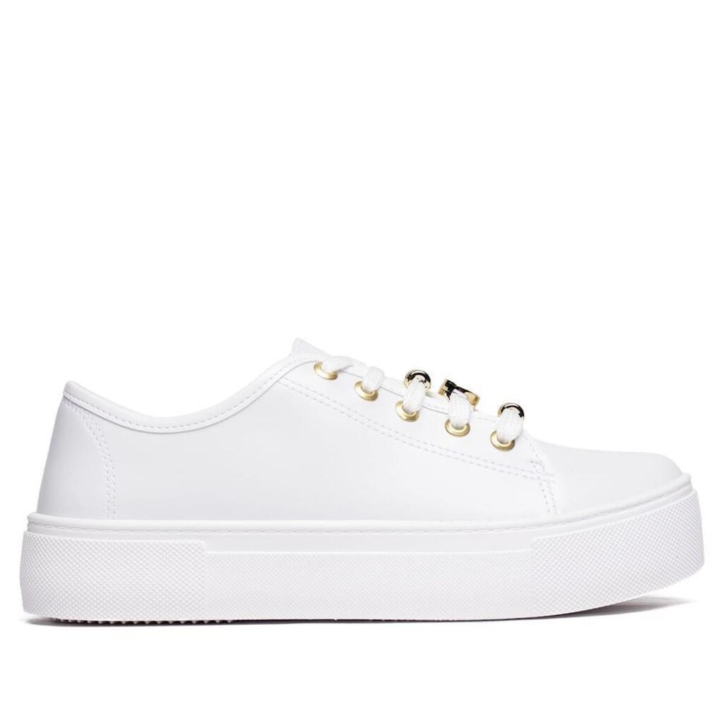 Tênis Feminino Moleca Casual Cadarço com Pins Branco