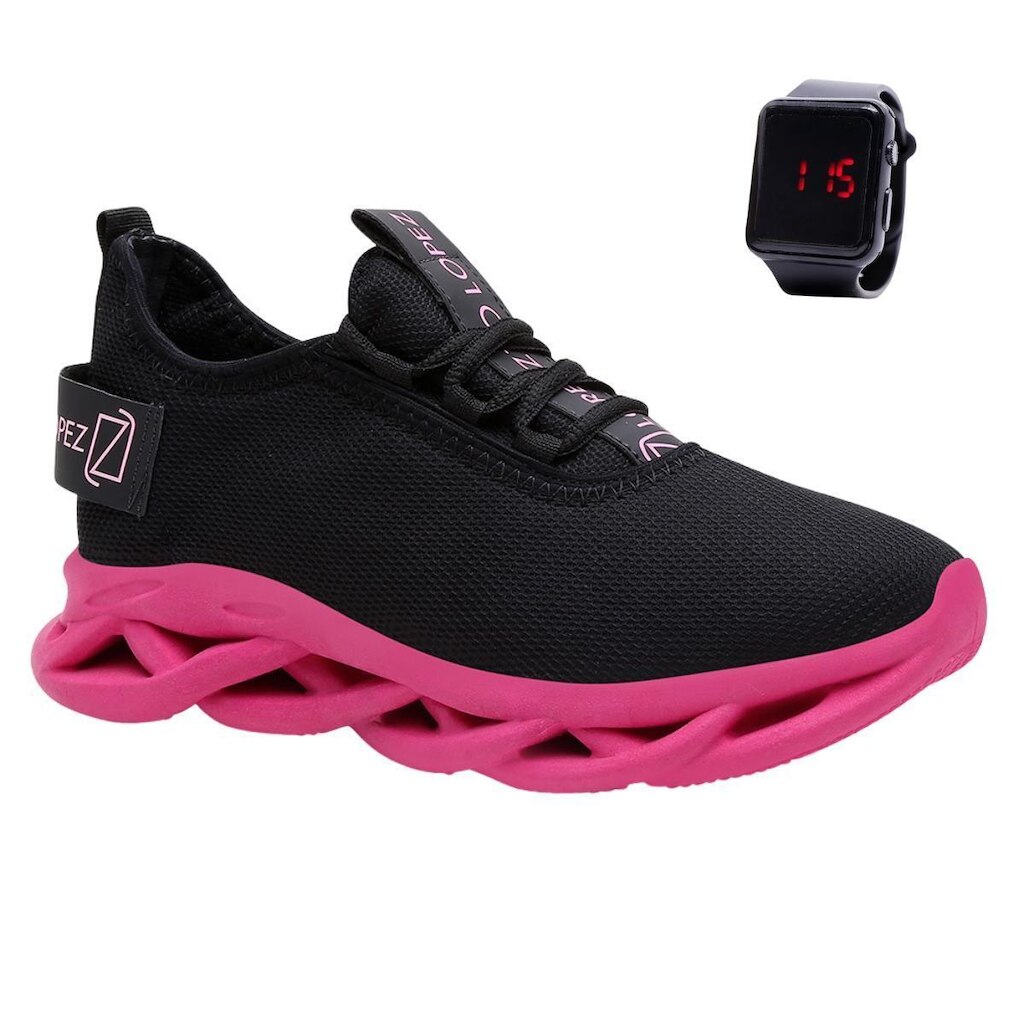 Tênis Feminino para Caminhada Academia Super Leve Moderno + Relógio