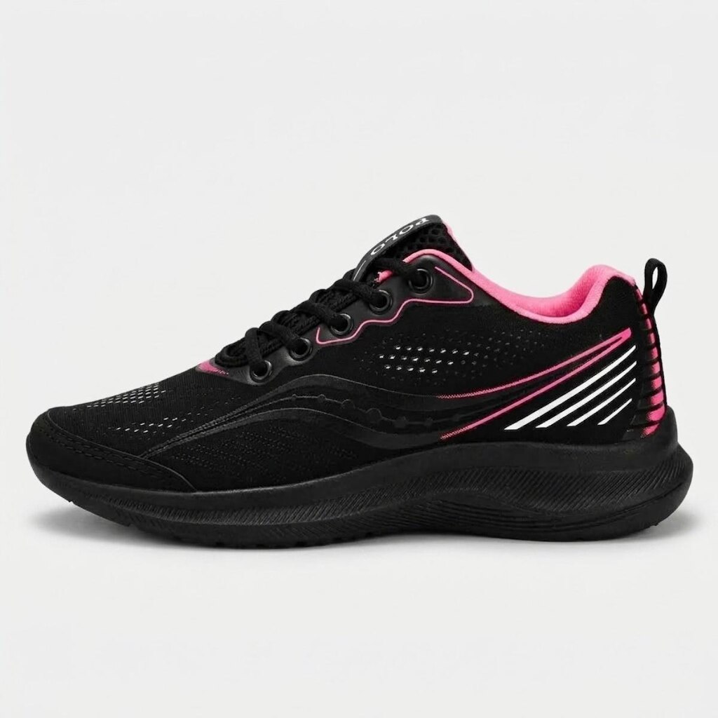 Tênis Feminino Running para Academia Esportivo Caminhada e Treino Lona Rosa