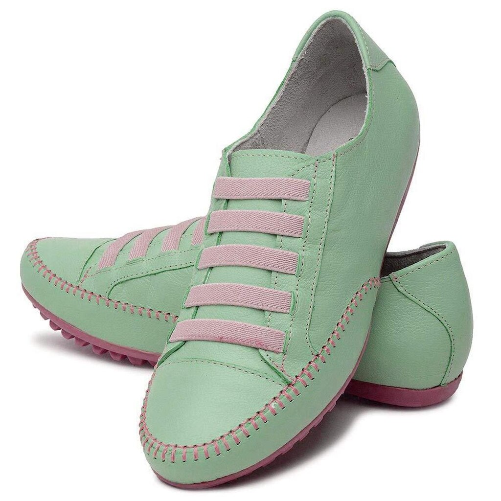 Tênis Feminino Sapatênis Mocassim Mocatênis Couro Celeste- N° 33 Até 42