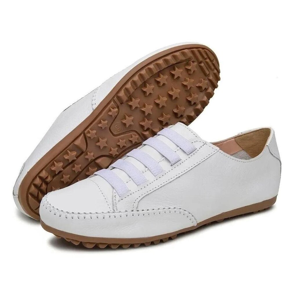 Tênis Feminino Sapatênis Mocassim Mocatênis Couro - N° 33 Até 42