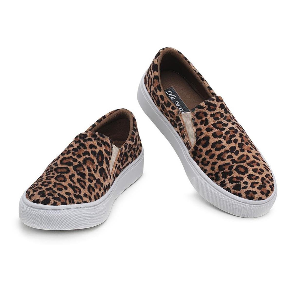 Oncinha Slip On Feminino Animal Print Animal Print Tênis De