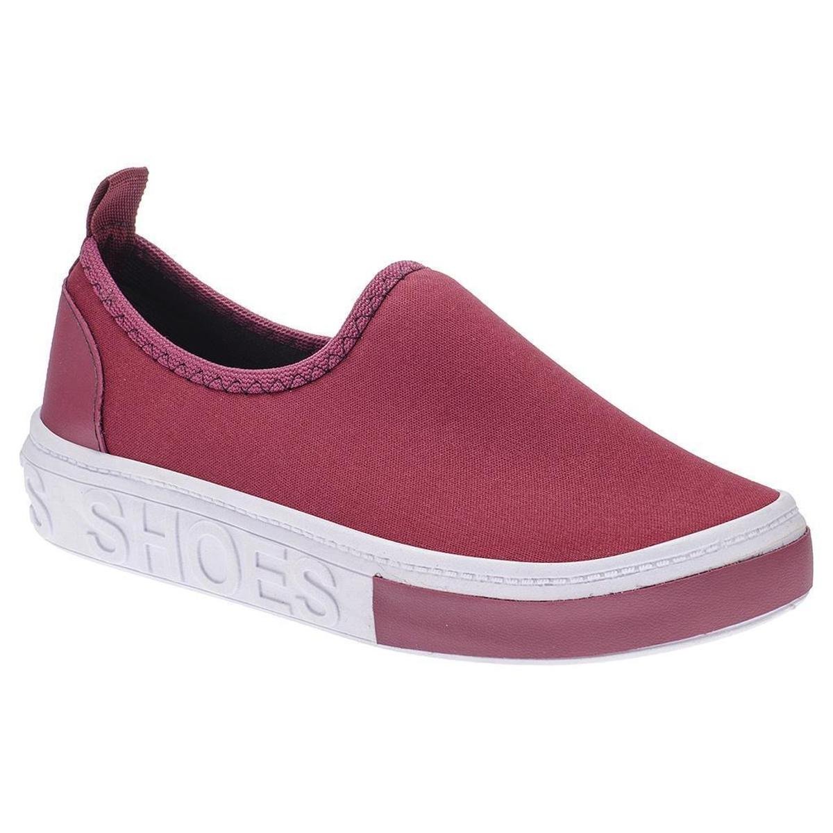 Tenis Feminino Shoes Slip On Calce Facil - - Bordô Menor preço em Tenis Feminino Shoes Slip On Calce Facil - - Bordô