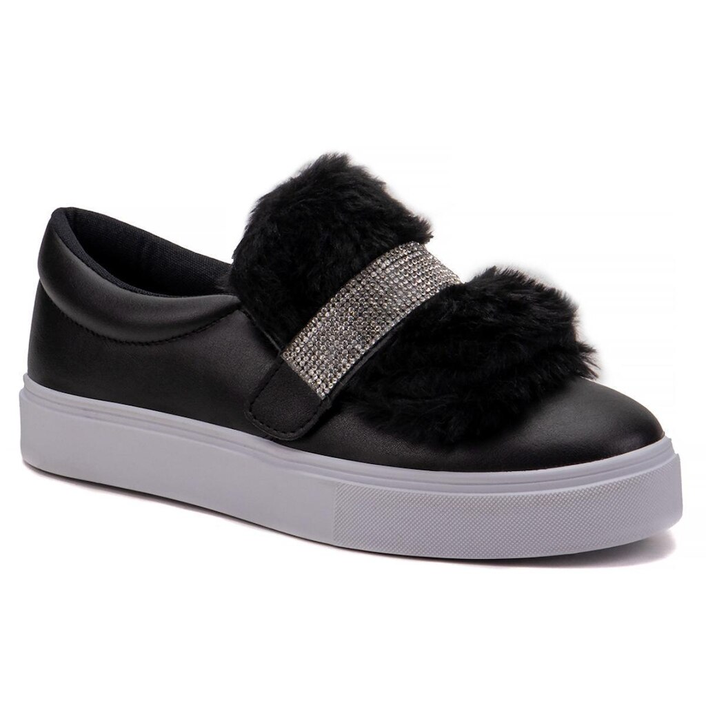 Tênis Feminino Slip On 3 em 1 Casual com Strass