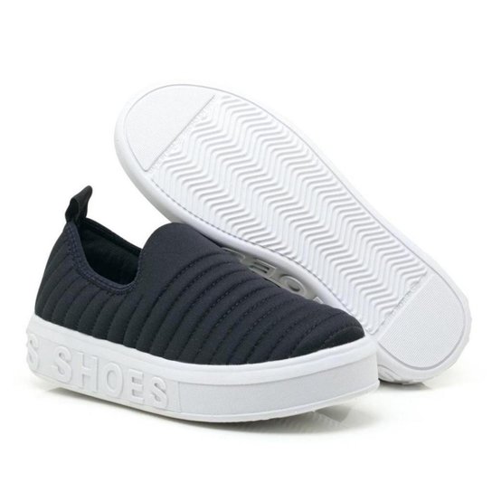Tenis Feminino Slip On Shoes Bordado Reto