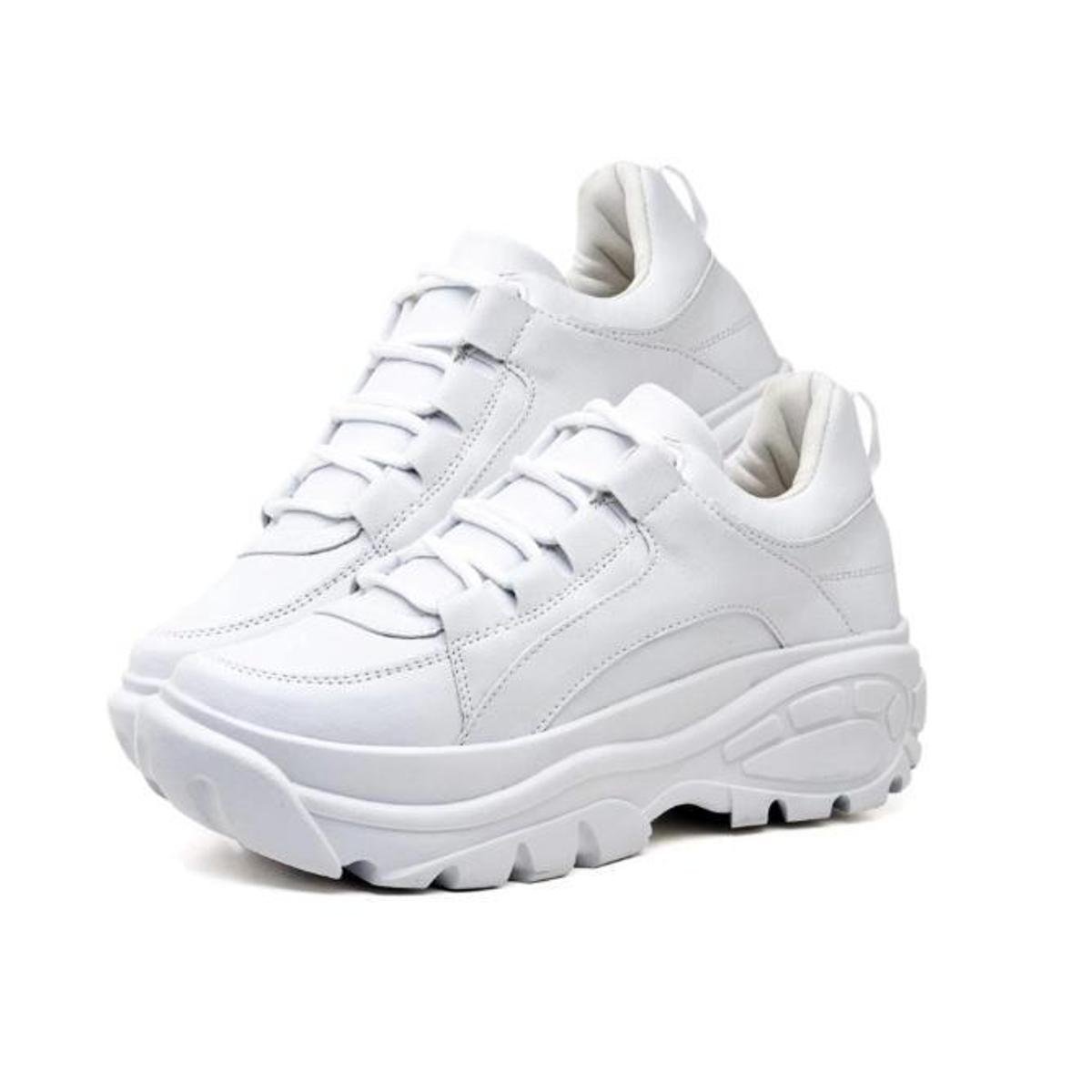 Tenis Feminino Sneaker Plataforma Chunky Blogueiras Branco Buffalo Menor preço em Tenis Feminino Sneaker Plataforma Chunky Blogueiras Branco Buffalo