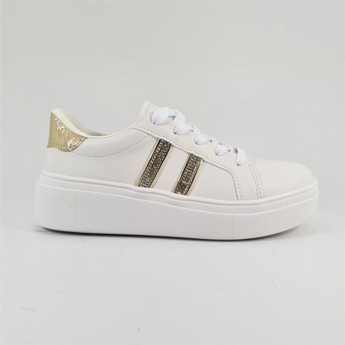 Tênis Feminino Vizzano 1339 Branco Dourado Moda Casual Fashion