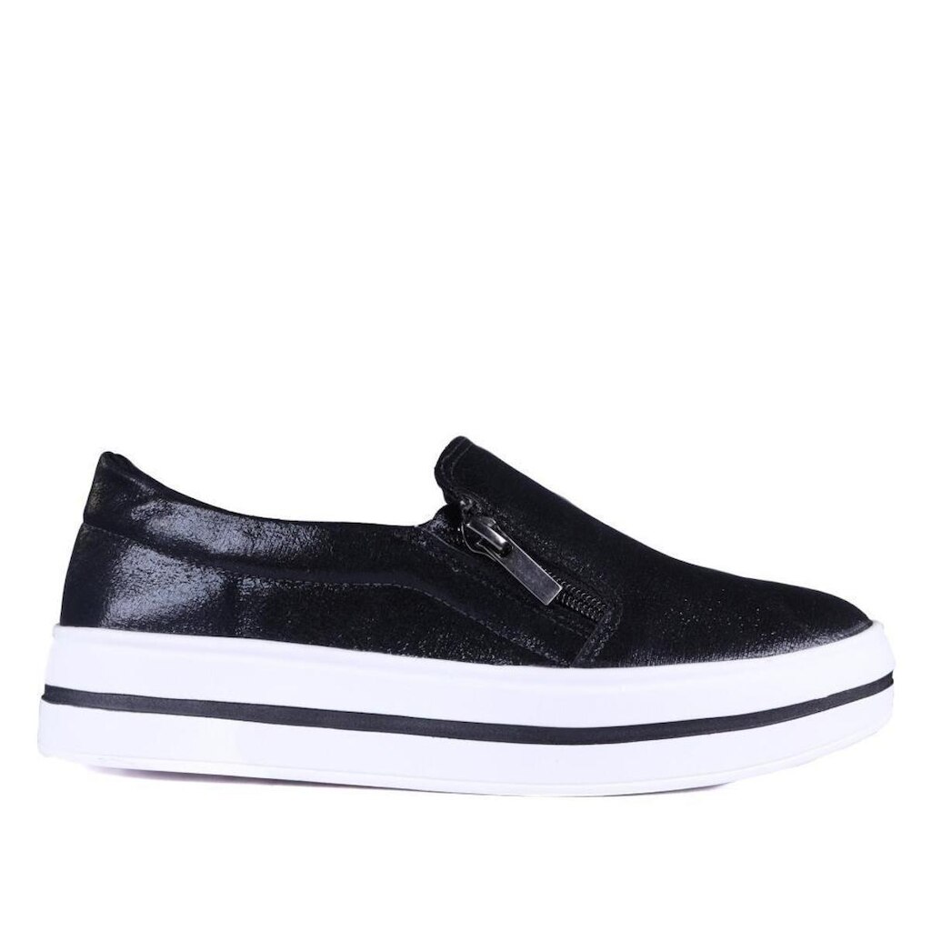 Tênis Feminino Zariff Slip On com Zíper 68-1791-27 Preto