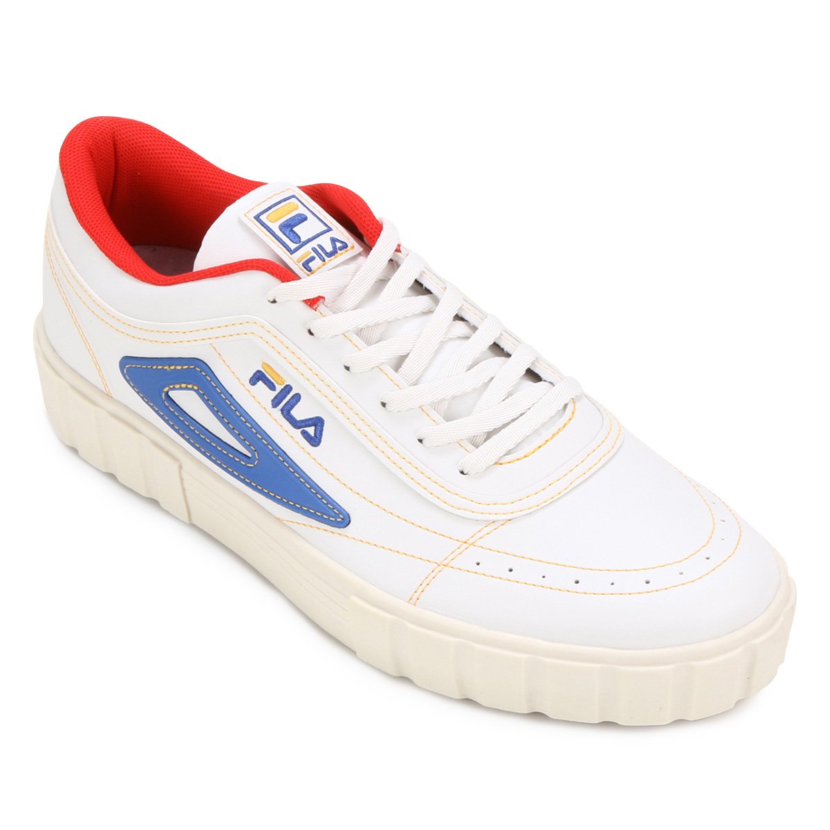 Tênis Fila Classic Court Masculino - Branco+Azul Menor preço em Tênis Fila Classic Court Masculino - Branco+Azul