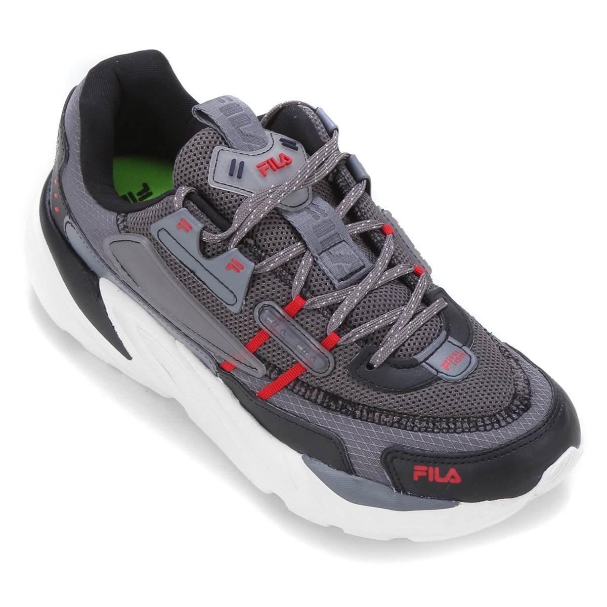 Tênis Fila Invictus Masculino - Grafite+Vermelho Menor preço em Tênis Fila Invictus Masculino - Grafite+Vermelho