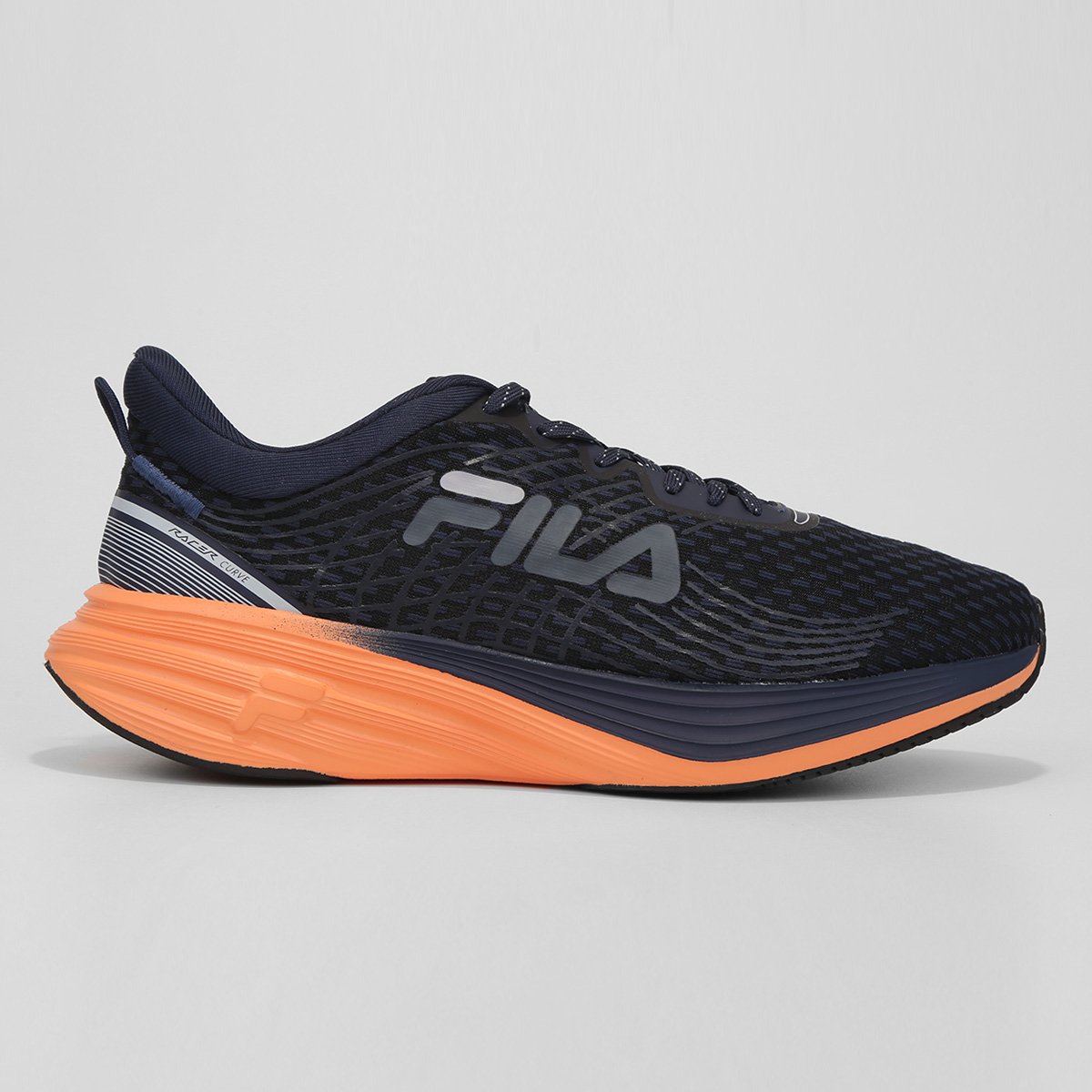 Tenis Fila Racer Curve Masculino - Marinho+Laranja Menor preço em Tenis Fila Racer Curve Masculino - Marinho+Laranja