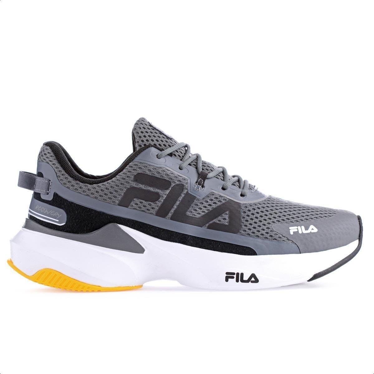 Tênis Fila Recovery Grafite Preto e Amarelo - Masculino Menor preço em Tênis Fila Recovery Grafite Preto e Amarelo - Masculino