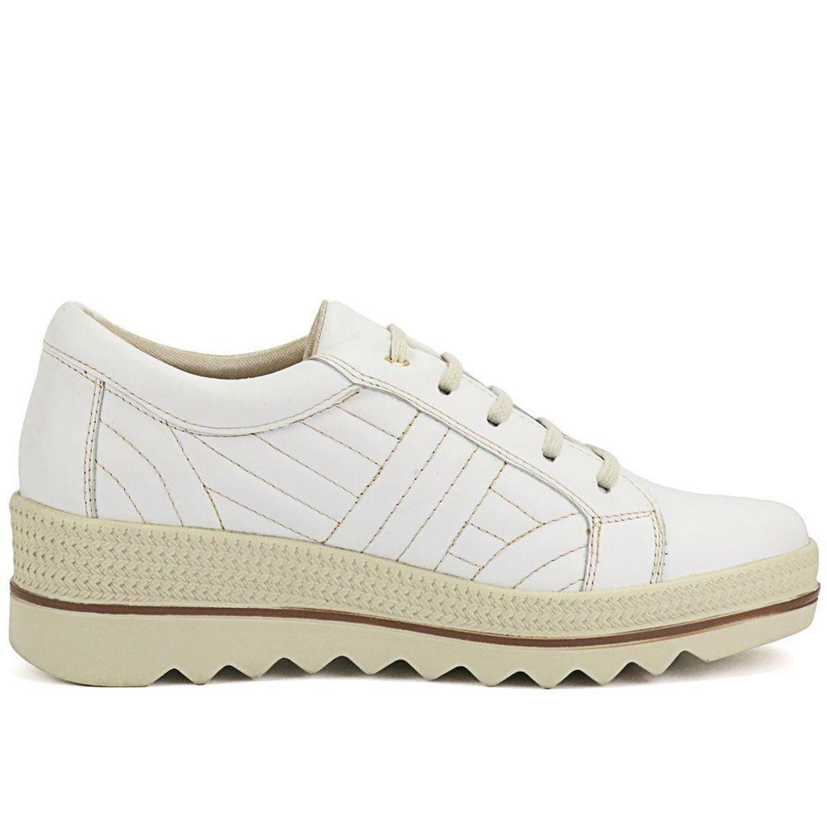 tênis flat couro sapatofran flatform confortável feminino