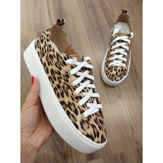 Tênis Flatform Lona Onça Loucos e Santos Feminino
