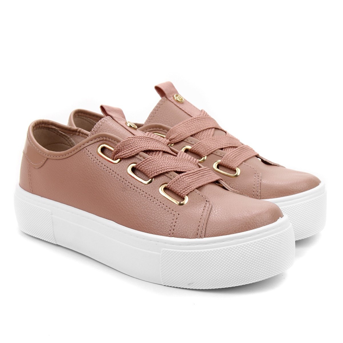 Tênis Flatform Moleca Casual Feminino - Nude Menor preço em Tênis Flatform Moleca Casual Feminino - Nude