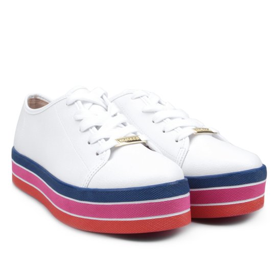 Tênis FlatForm Moleca com Listra Feminino - Branco