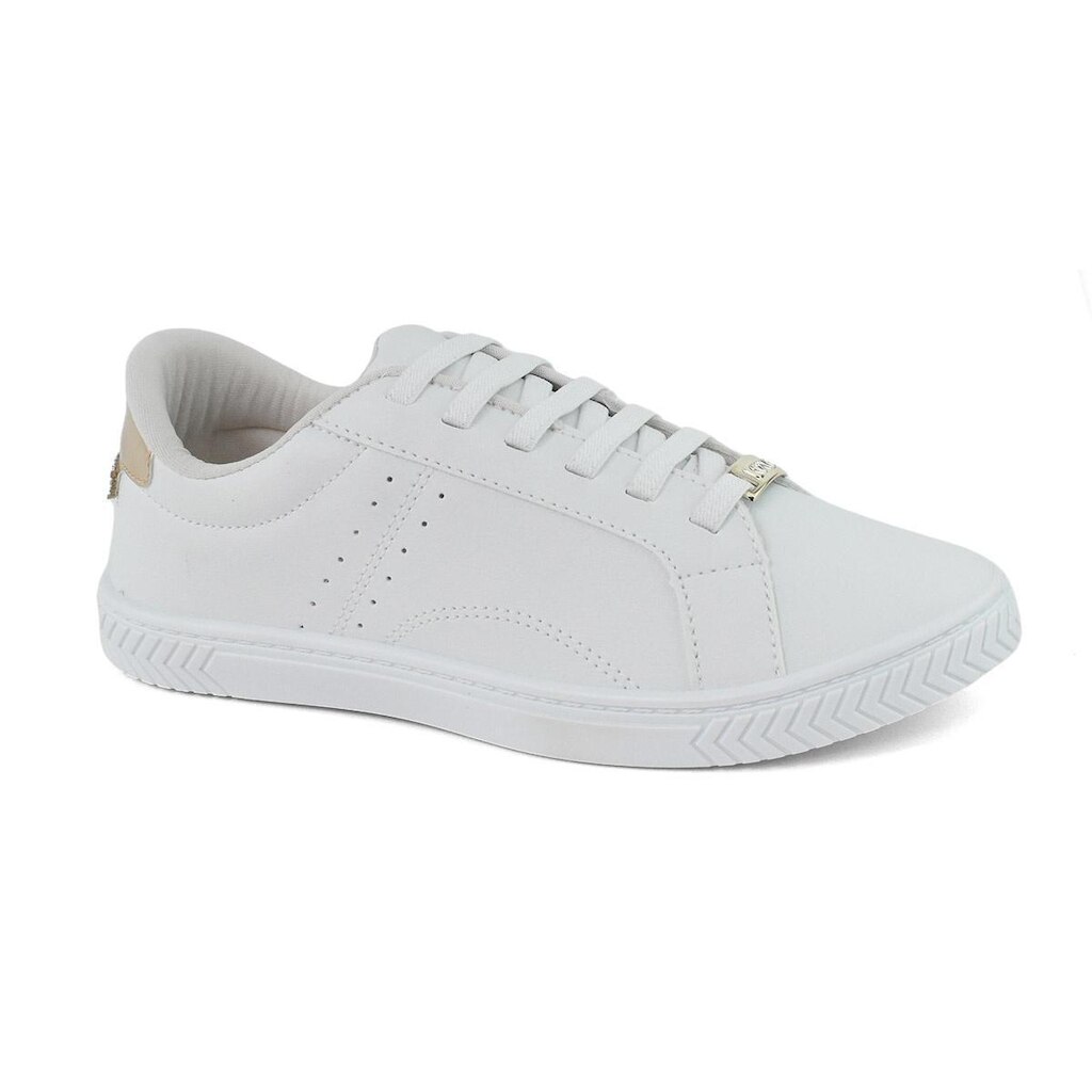 Tênis Godiva Feminino Branco Dourado Casual Cadarço Leve - 33