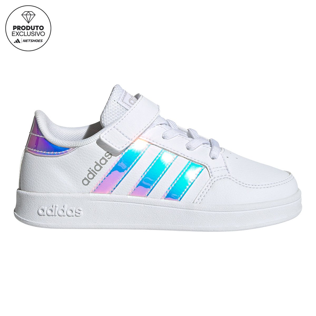 Tênis Infantil Adidas Breaknet - Branco+Azul Menor preço em Tênis Infantil Adidas Breaknet - Branco+Azul