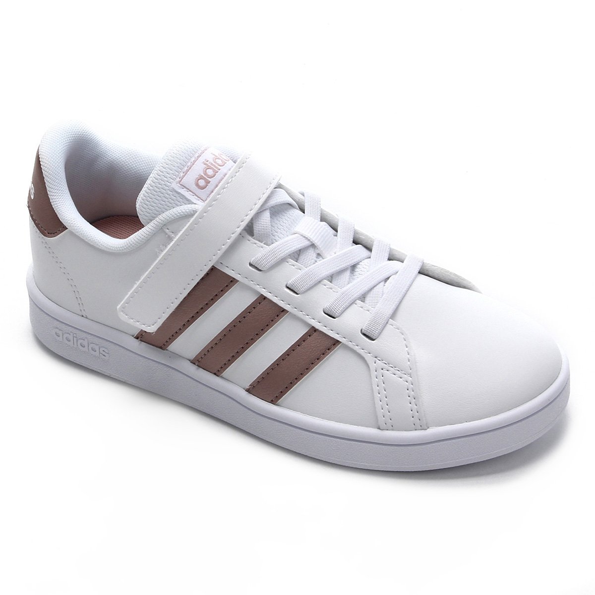 Tênis Infantil Adidas Grand Court C - Branco+dourado Menor preço em Tênis Infantil Adidas Grand Court C - Branco+dourado