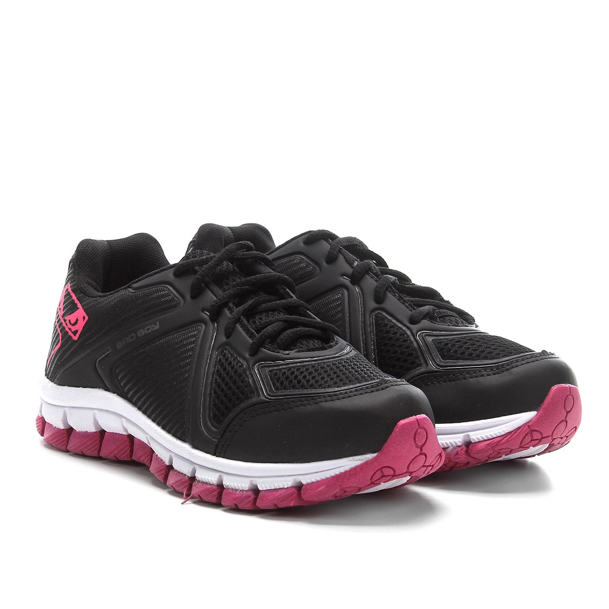 Tênis Infantil Bad Boy Jogging Masculino - Preto+Pink Menor preço em Tênis Infantil Bad Boy Jogging Masculino - Preto+Pink