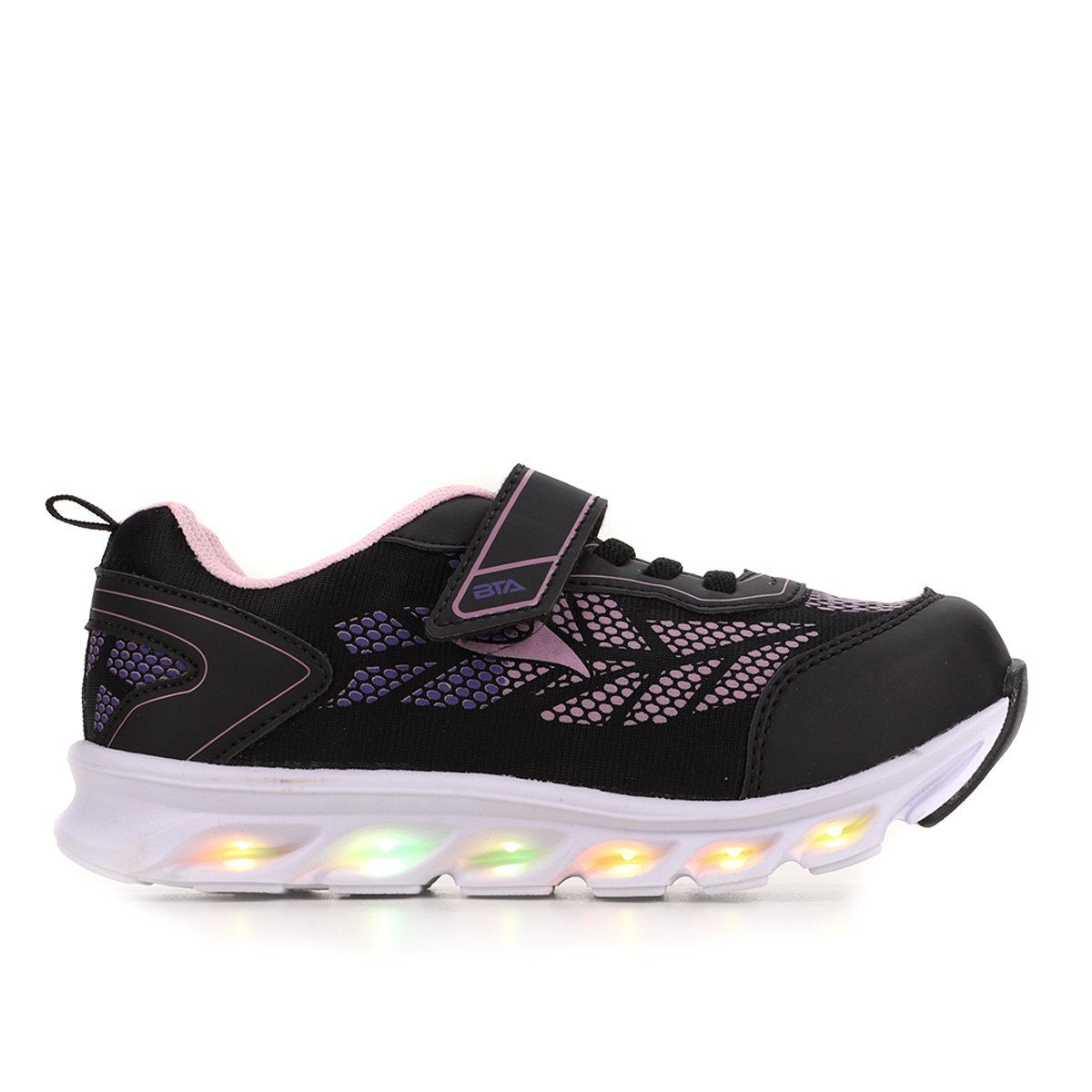 Tênis Infantil Batatinha Led Feminino - Preto+Pink Menor preço em Tênis Infantil Batatinha Led Feminino - Preto+Pink