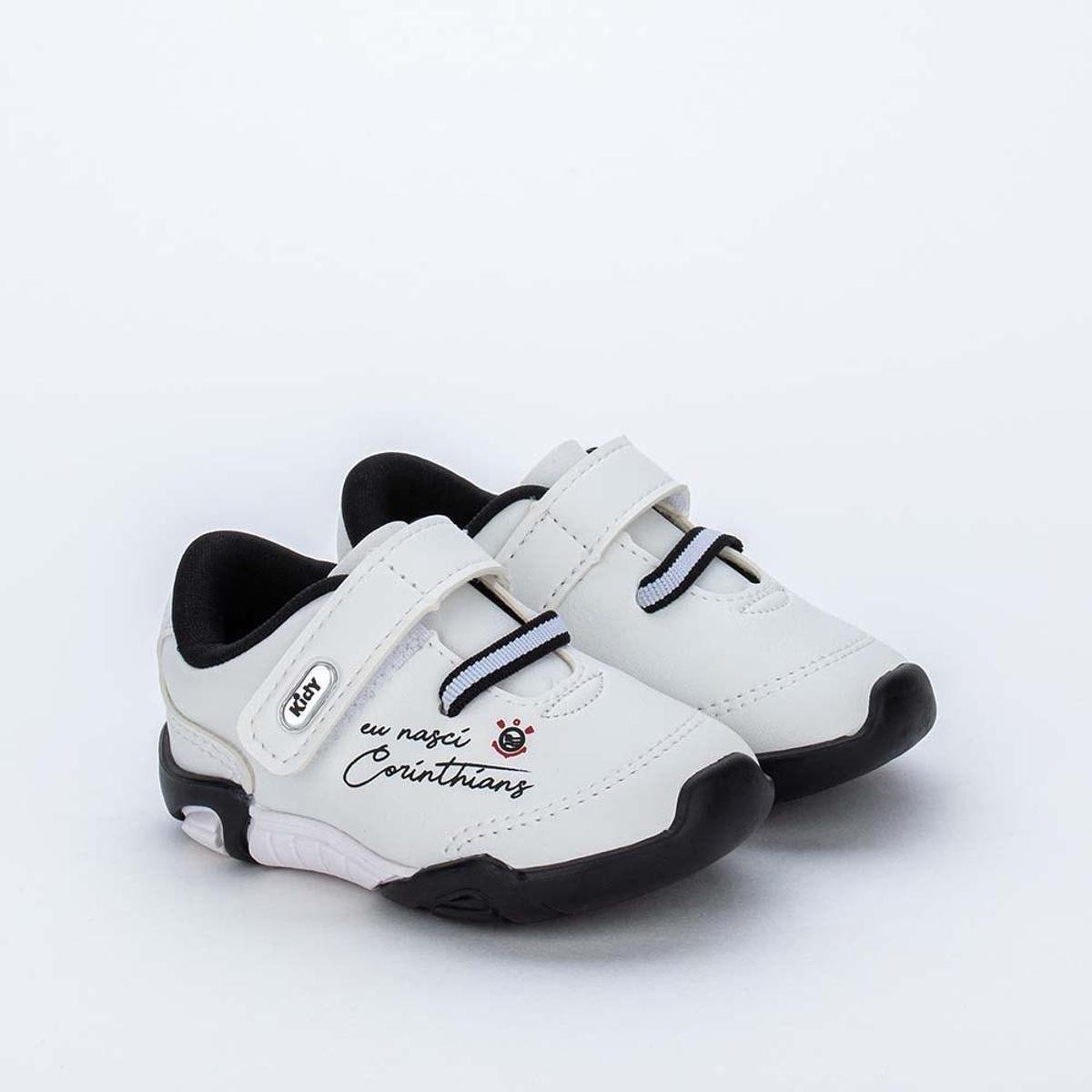 Tênis Infantil Bebê Kidy Colors Corinthians e Preto - Branco Menor preço em Tênis Infantil Bebê Kidy Colors Corinthians e Preto - Branco