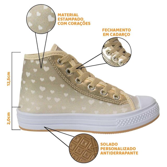 Tenis Infantil Cano Alto Nº23ao34 Botinha Moda Casual 11.126
