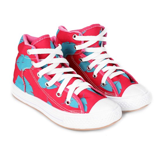 Tênis Infantil Cano Alto Shoestock Estampado Feminino - Rosa Escuro