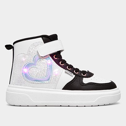 Tênis Infantil Cano Médio Pampili Led Coração Menina - Feminino