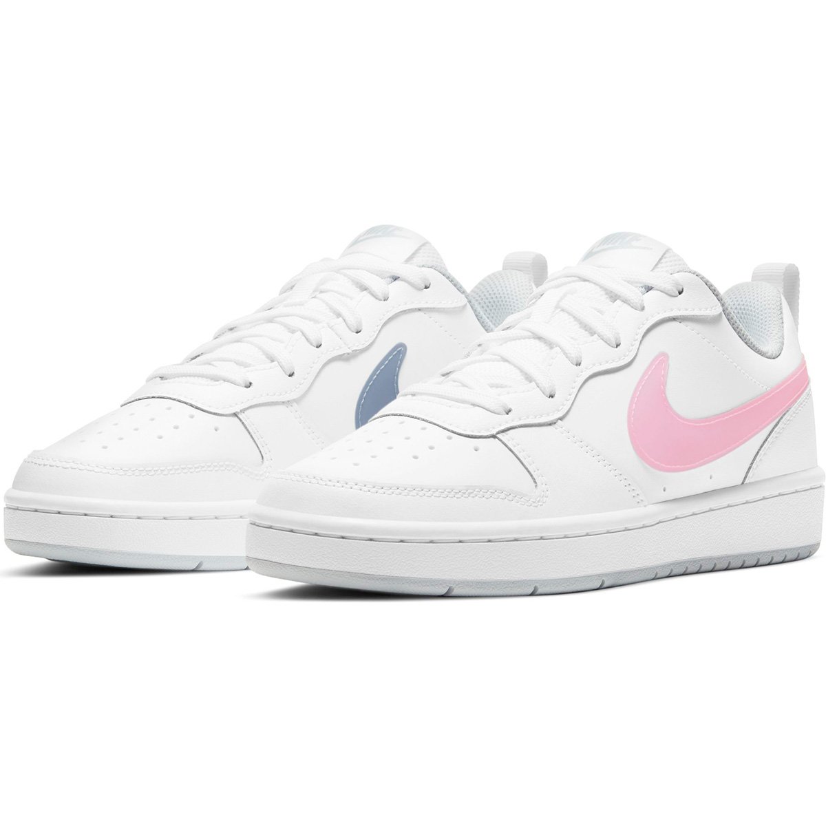 Tênis Infantil Couro Nike Court Borough Low 2 Feminino - Branco+Rosa Menor preço em Tênis Infantil Couro Nike Court Borough Low 2 Feminino - Branco+Rosa