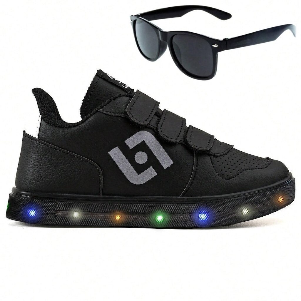 Tenis Infantil De Led Casual Escolar Sapatenis Homem Street Calce Facil + Oculos