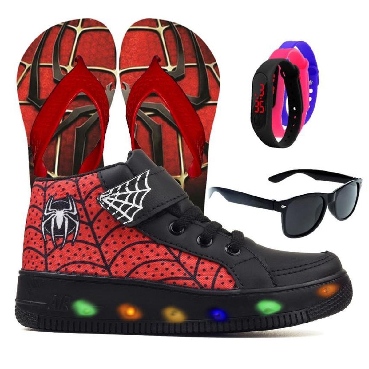Tenis Infantil De Led Meninos Aranha Botinha Masculino Luzinha + Chinelo Oculos Relogio é ruim? Tenis Infantil De Led Meninos Aranha Botinha Masculino Luzinha + Chinelo Oculos Relogio é boa?