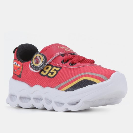 Tênis Infantil Disney Carros Led Masculino - Vermelho