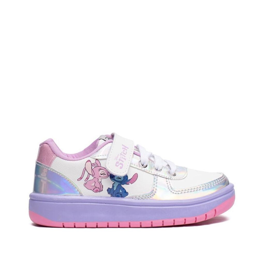 Tênis Infantil Disney Stitch Metalizado Branco/Lilás