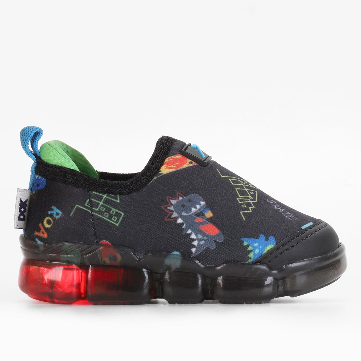 Tênis Infantil Dok Fun Ligth Led Masculino - Preto+verde Menor preço em Tênis Infantil Dok Fun Ligth Led Masculino - Preto+verde