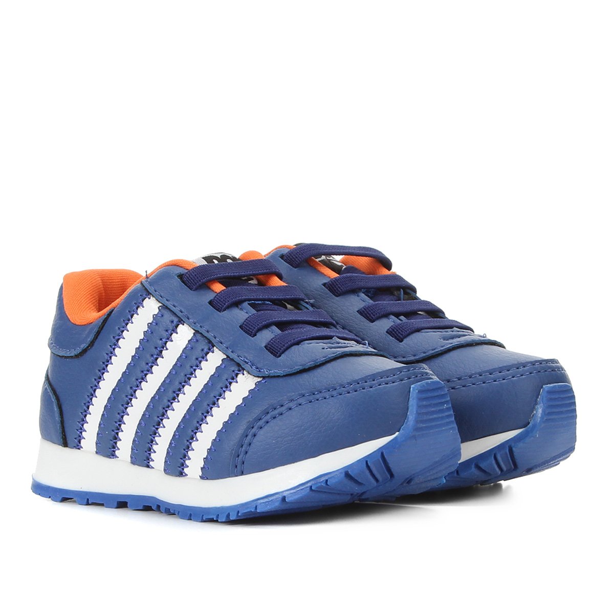 Tênis Infantil Dok Jogging Listras Masculino - Azul+Laranja Menor preço em Tênis Infantil Dok Jogging Listras Masculino - Azul+Laranja