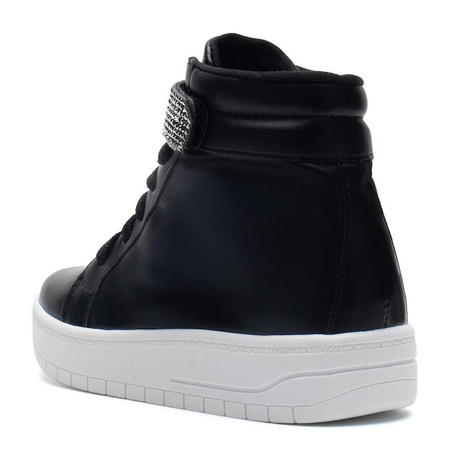 Tênis Infantil Feminino Casual De Cano Alto Com Tira De Strass Brilhante