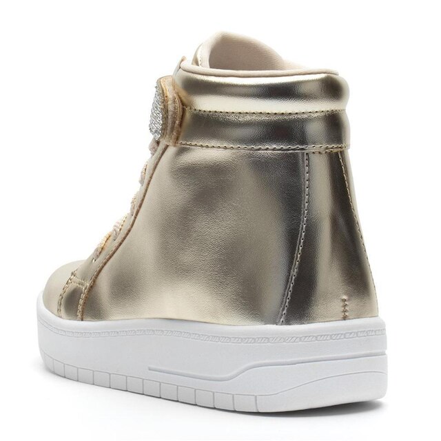 Tênis Infantil Feminino Casual De Cano Alto Com Tira De Strass Brilhante
