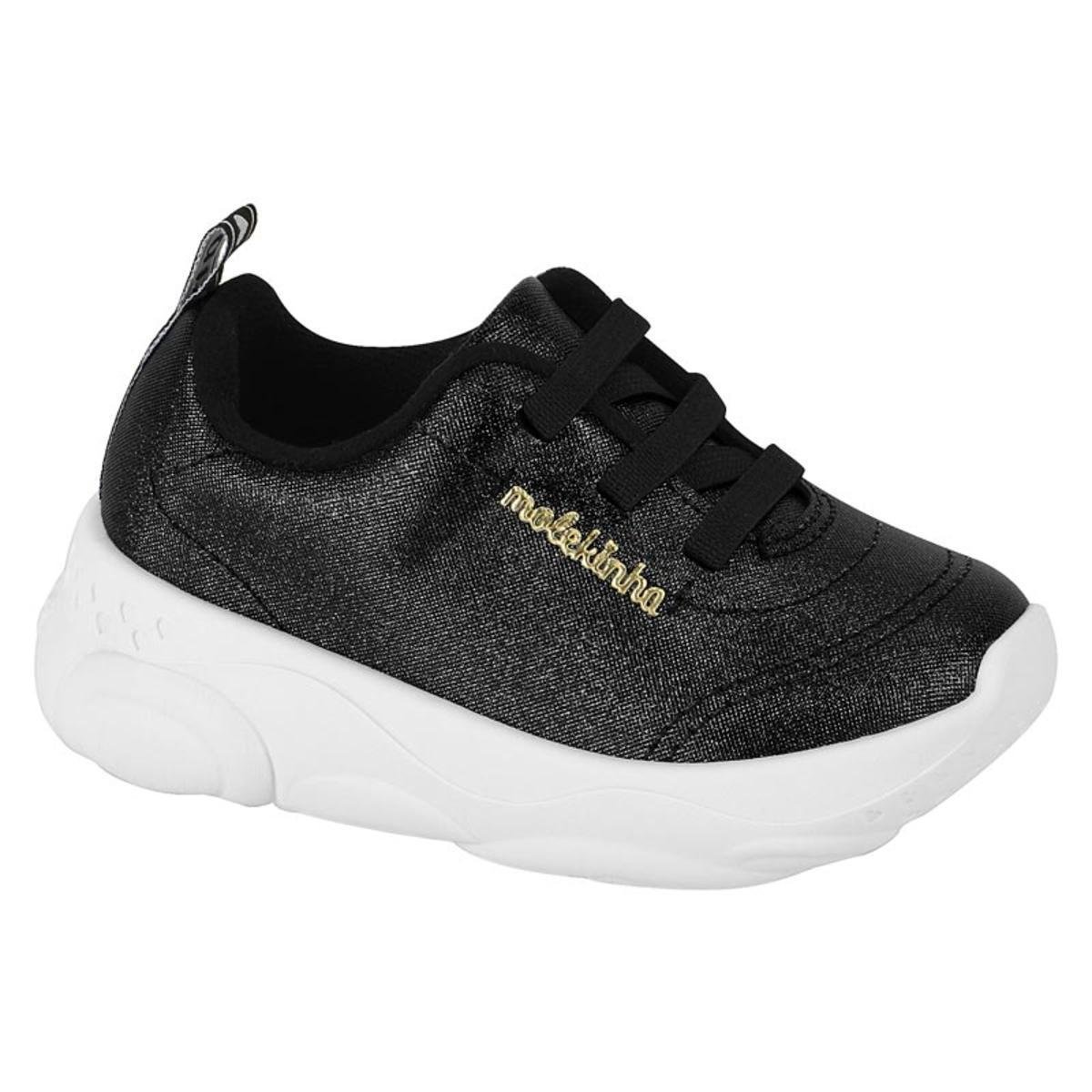 Tenis Infantil Feminino Casual/Retro com Glitter Molekinha 2715.101 - Preto Menor preço em Tenis Infantil Feminino Casual/Retro com Glitter Molekinha 2715.101 - Preto