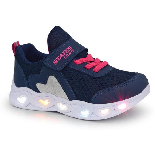 Tênis Infantil Feminino Luz Led Conforto Dia a Dia Moderno Zattini