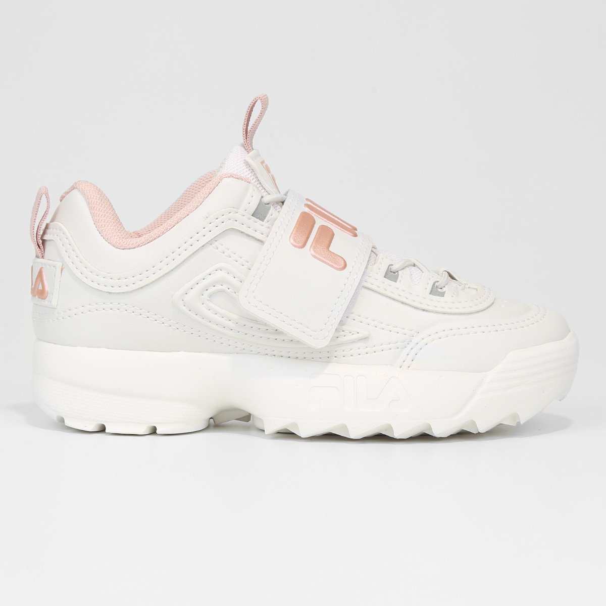 Tênis Infantil Fila Disruptor Vlc Feminino - Branco+Rosa Menor preço em Tênis Infantil Fila Disruptor Vlc Feminino - Branco+Rosa