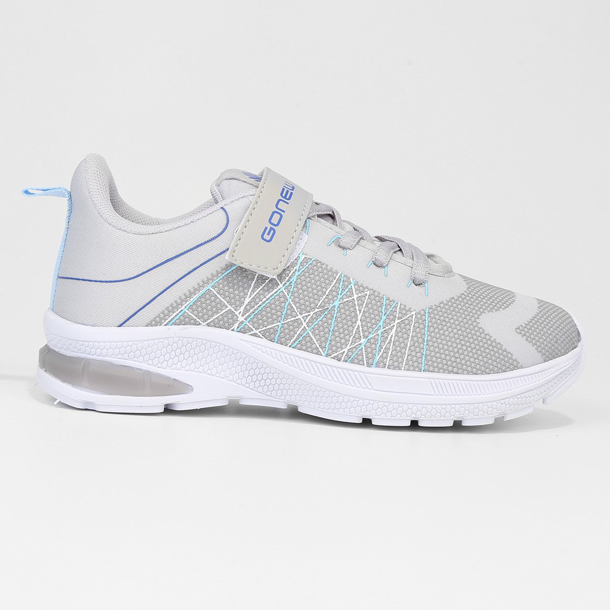 Tênis Infantil Gonew Cross Masculino - Cinza+Azul Menor preço em Tênis Infantil Gonew Cross Masculino - Cinza+Azul