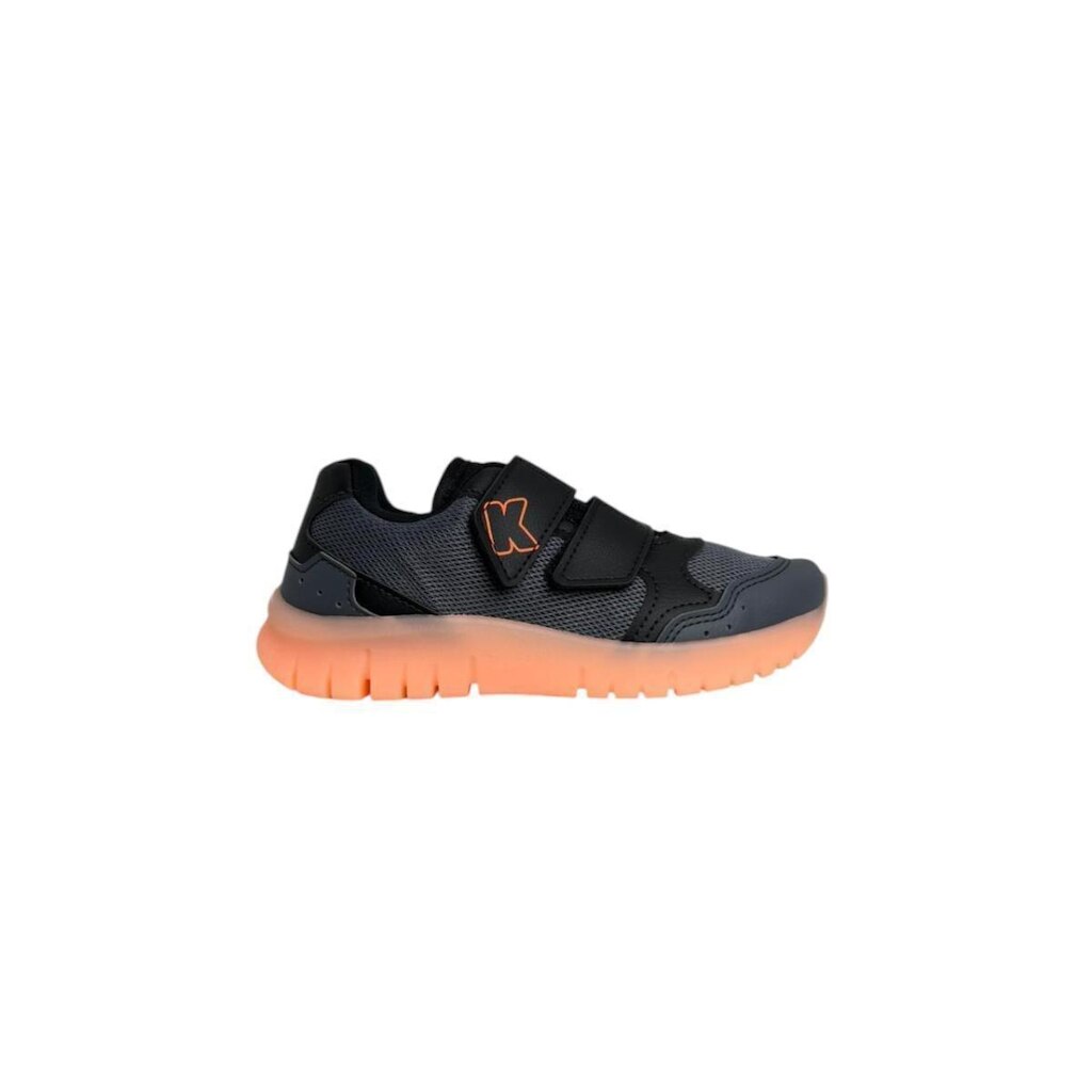 Tênis Infantil Kidy Light Fun LED Preto/Laranja Menino