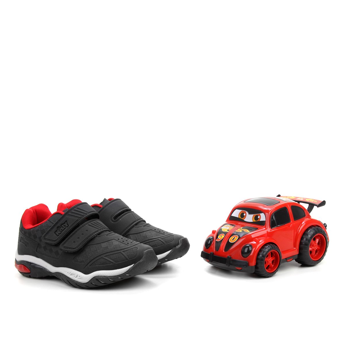 Tênis Infantil Kidy Play Masculino - Preto+Vermelho Menor preço em Tênis Infantil Kidy Play Masculino - Preto+Vermelho