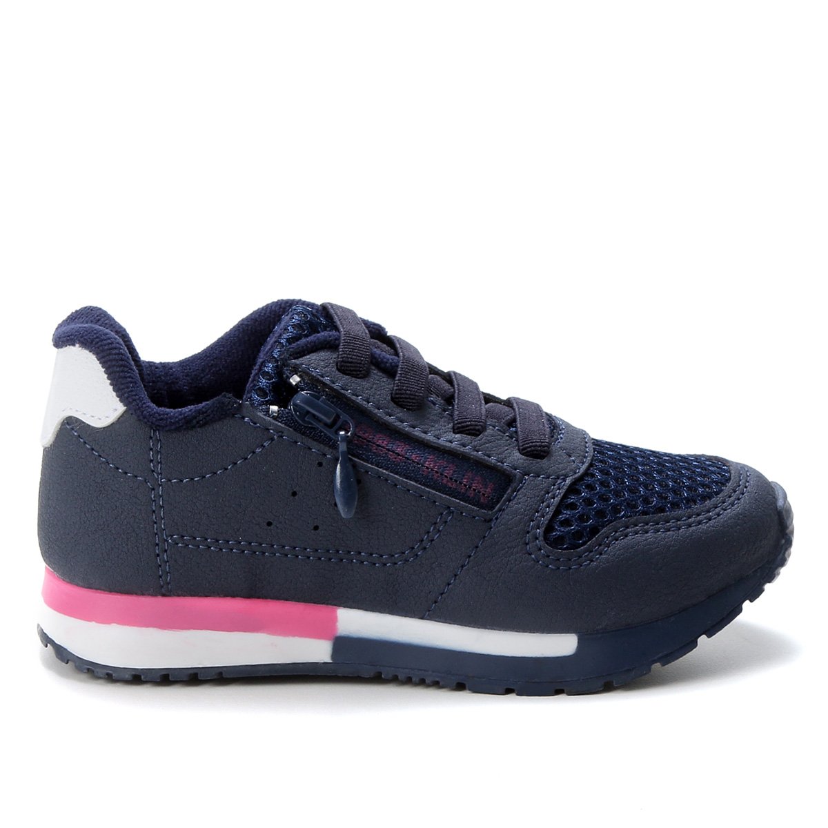 Tênis Infantil Klin Walk Zíper Lateral Feminino - Marinho+Pink Menor preço em Tênis Infantil Klin Walk Zíper Lateral Feminino - Marinho+Pink