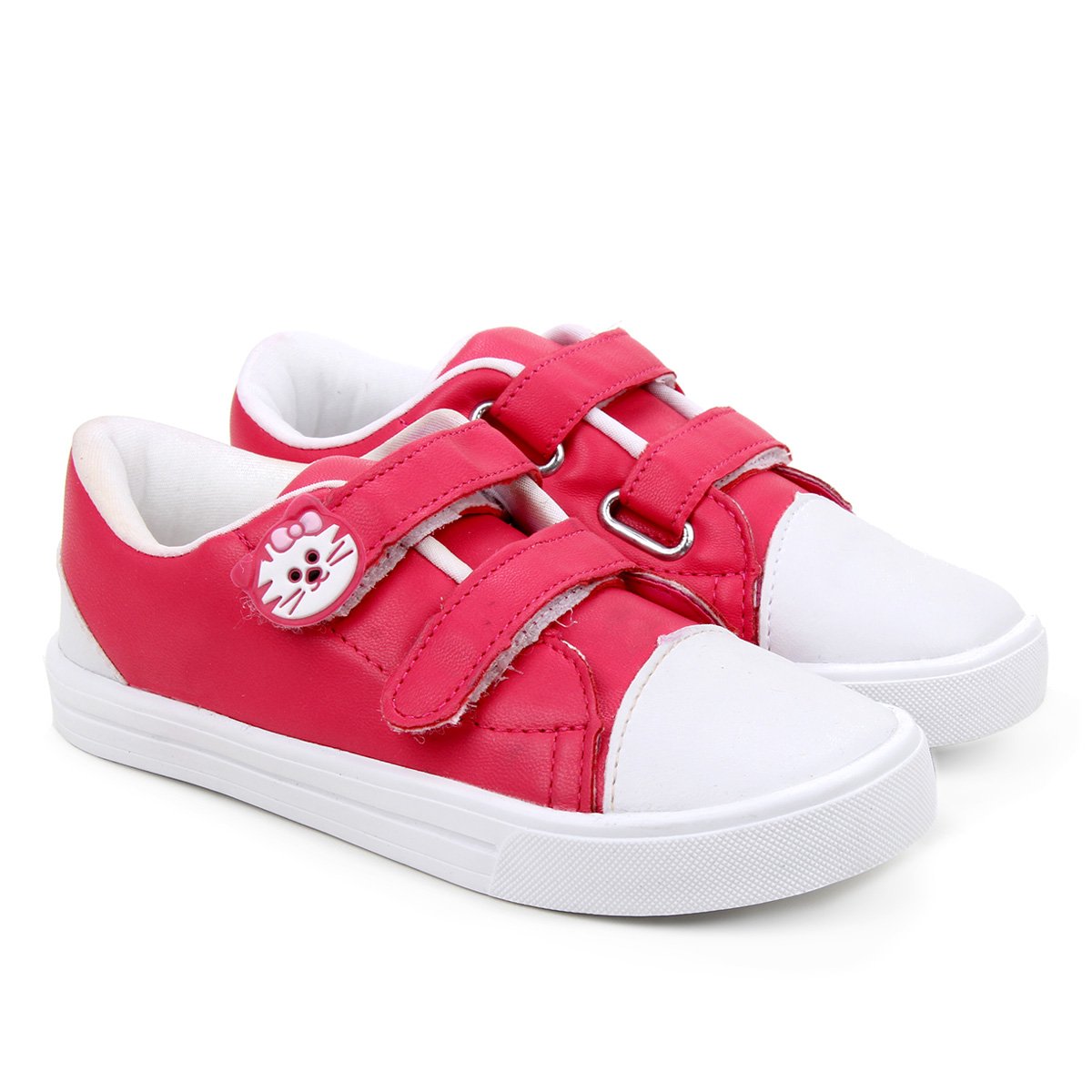 Tênis Infantil Kurz Básico Gatinha Feminino - Pink+Branco Menor preço em Tênis Infantil Kurz Básico Gatinha Feminino - Pink+Branco