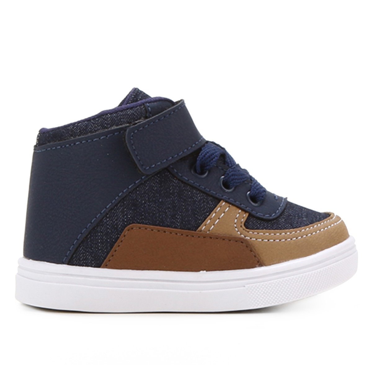 Tênis Infantil Kurz Cano Médio Masculino - Marinho+Bege Menor preço em Tênis Infantil Kurz Cano Médio Masculino - Marinho+Bege