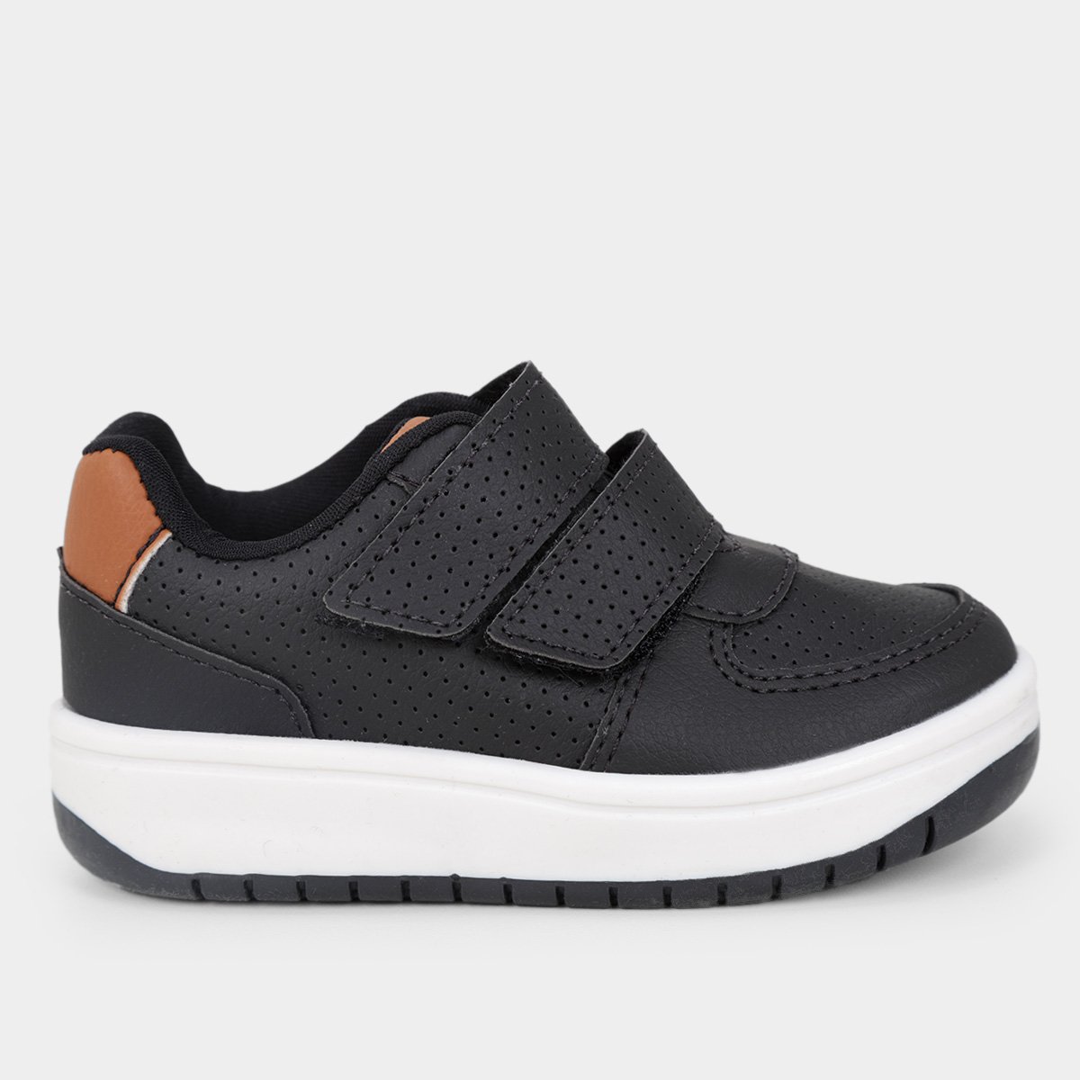 Tênis Infantil Kurz Fecho de Contato Menino - Preto+Caramelo Menor preço em Tênis Infantil Kurz Fecho de Contato Menino - Preto+Caramelo